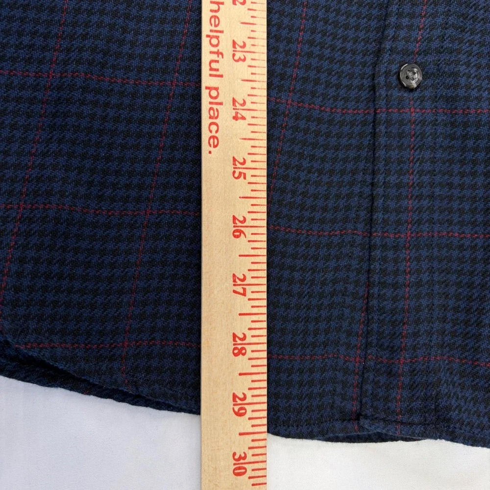 J Crew Mens Cotton Wool Flannel Shirt Elbow Patches Slim Large Blue Heritage Dad
